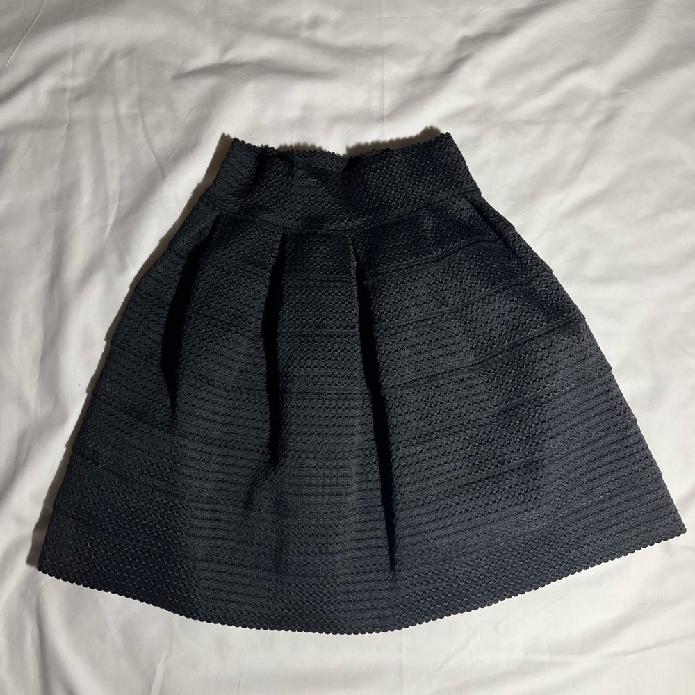 Black A-Line Pleated Skater Skirt